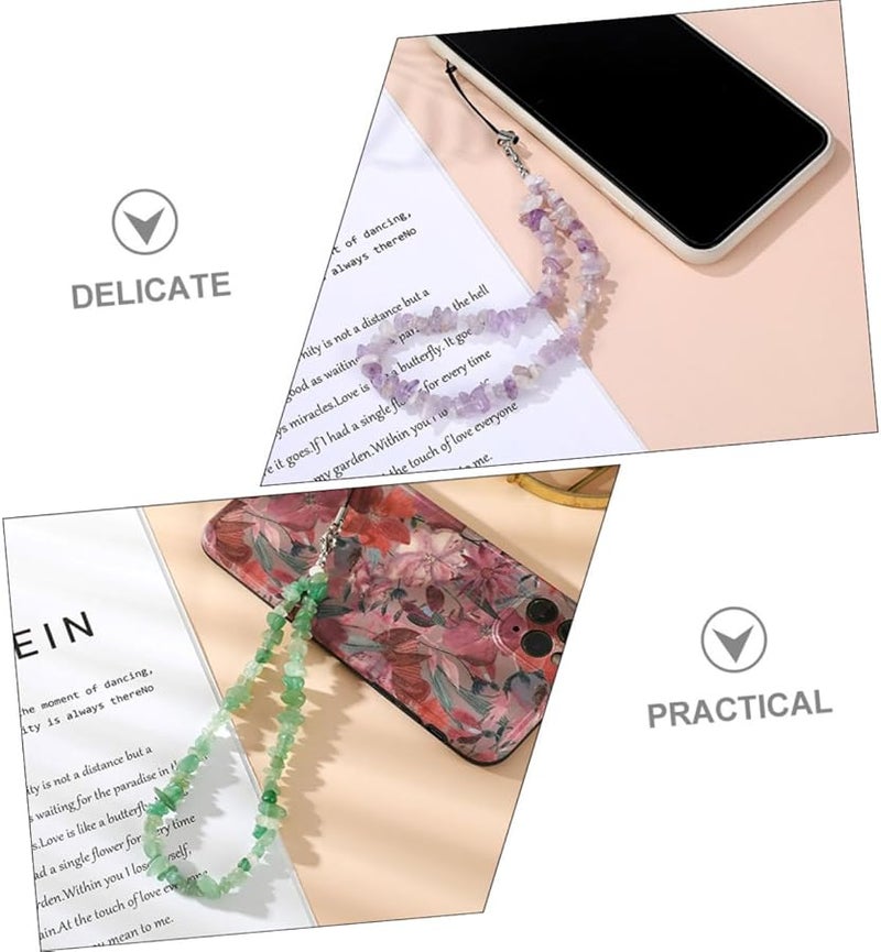 Beaded Crystal Phone Lanyard Wrist Strap 4Pcs Set Lightweight Mobile Accessory - Image 3